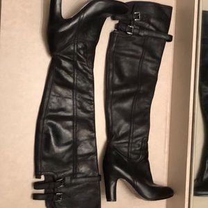 High heel above the knee black boots
